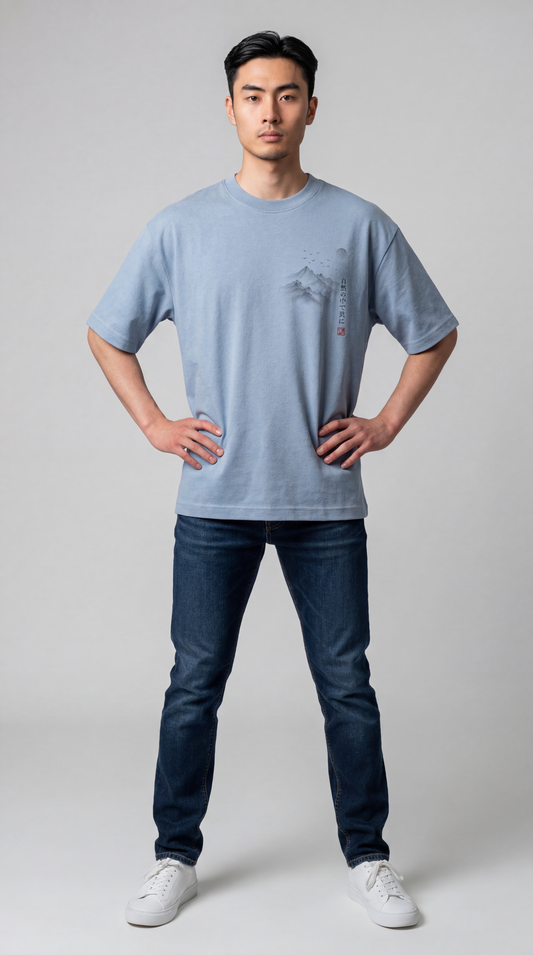 SEK’O Nature Balance Oversized Premium T-Shirt – mavi