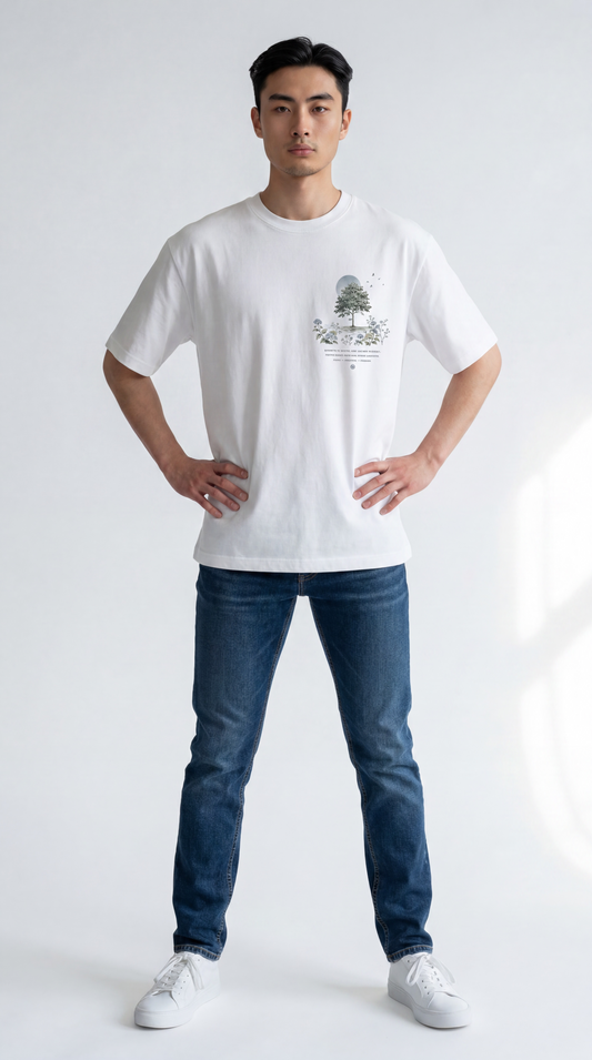 SEK’O Nature Balance Oversized Premium T-Shirt – White