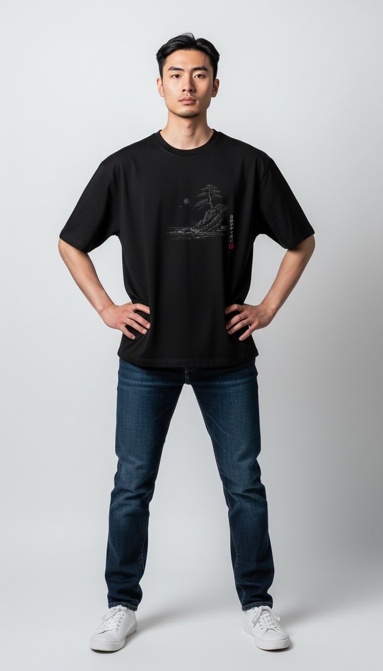 SEK’O Nature Balance Oversized Premium T-Shirt – siyah