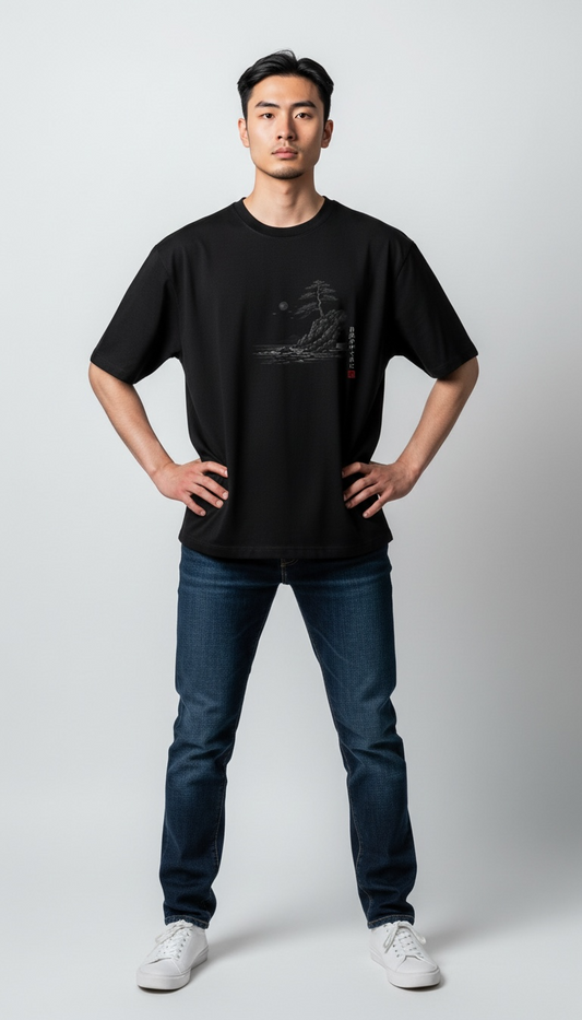 SEK’O Nature Balance Oversized Premium T-Shirt – siyah