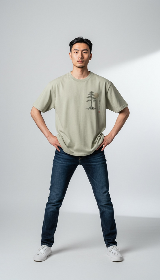 SEK’O Nature Balance Oversized Premium T-Shirt – yesil